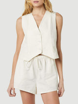 Button Up V-Neck Top and Pocketed Shorts Set - Trendsi - Flyclothing LLC