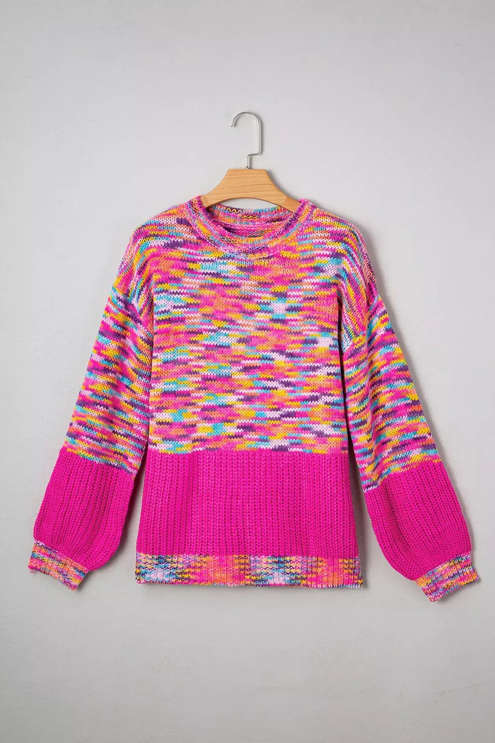 Colorful Knit Crew Neck Sweater - Trendsi - Flyclothing LLC