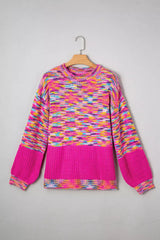 Colorful Knit Crew Neck Sweater - Trendsi - Flyclothing LLC