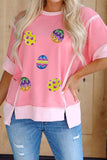 Sequined Easter Egg Short Sleeve T-Shirt - Trendsi - Flyclothing LLC