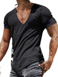 Men's Full Size Notched Short Sleeve T-Shirt Plus Size - Trendsi