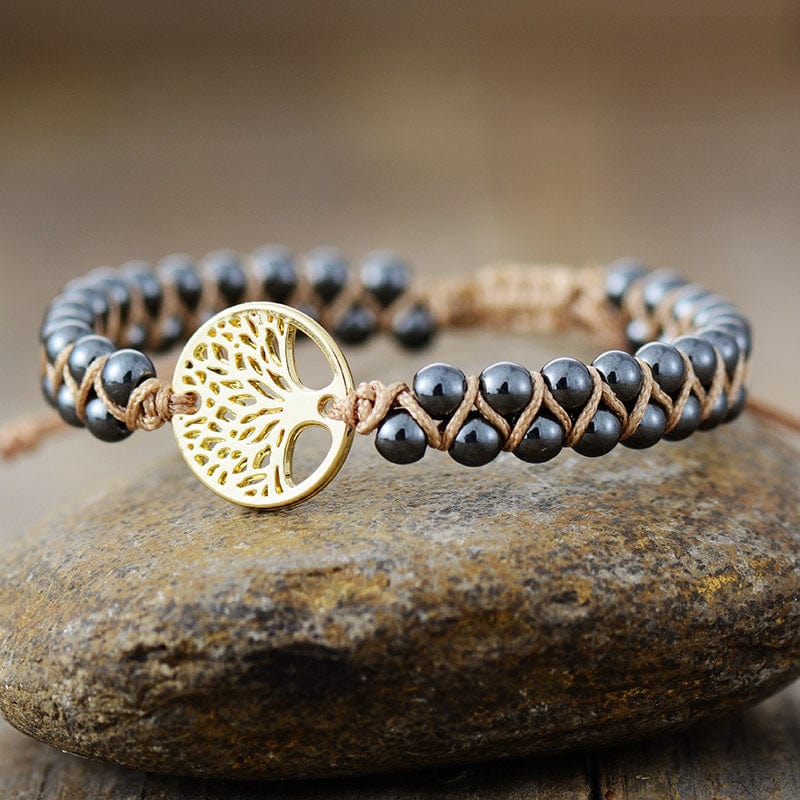 Alloy Natural Stone Braided Bracelet - Trendsi