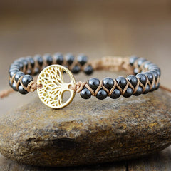 Alloy Natural Stone Braided Bracelet - Trendsi