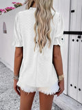 Frill Round Neck Short Sleeve Blouse - Trendsi