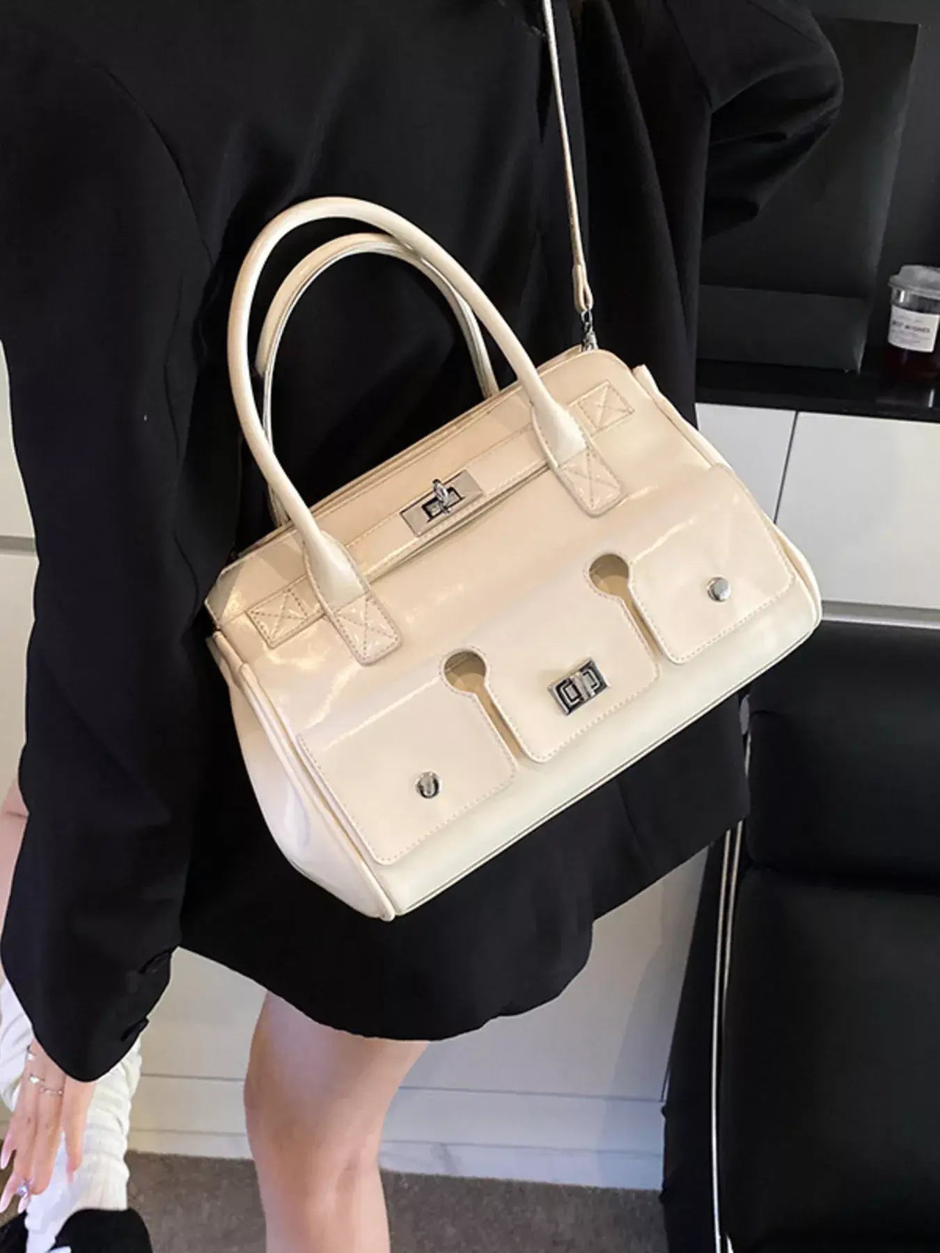Top Handle Shoulder Bag - Trendsi - Flyclothing LLC