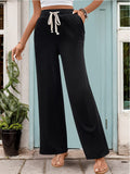 Drawstring High Waist Straight Pants - Trendsi
