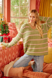 BiBi Striped Long Sleeve Sweater - Trendsi - Flyclothing LLC