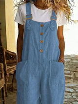 Casual Button Front Wide Leg Overalls - Trendsi - Flyclothing LLC