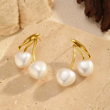 Pearl Cherry Drop Earrings - Trendsi - Flyclothing LLC