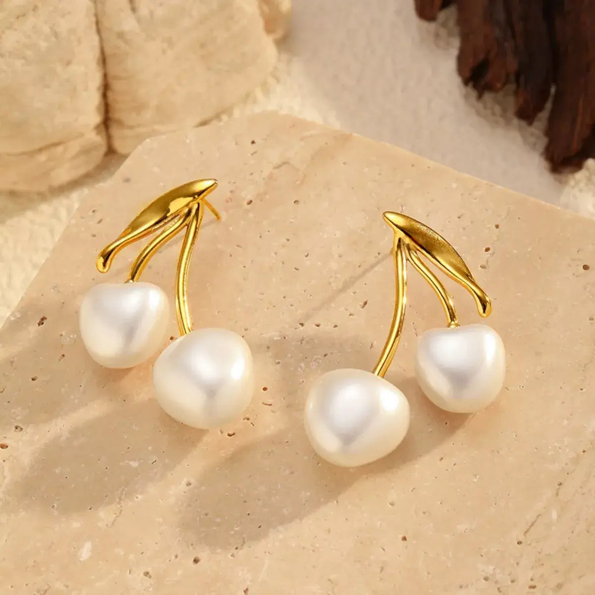 Pearl Cherry Drop Earrings - Trendsi - Flyclothing LLC