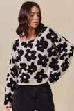 SO ME Loose Fit Flower Lightweight Sweater Top - Trendsi - Flyclothing LLC