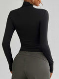 Mock Neck Long Sleeve T-Shirt - Trendsi - Flyclothing LLC