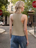 Cable-Knit V-Neck Knit Tank - Trendsi - Flyclothing LLC