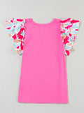 Ruffled Printed V-Neck Short Sleeve Blouse - Trendsi