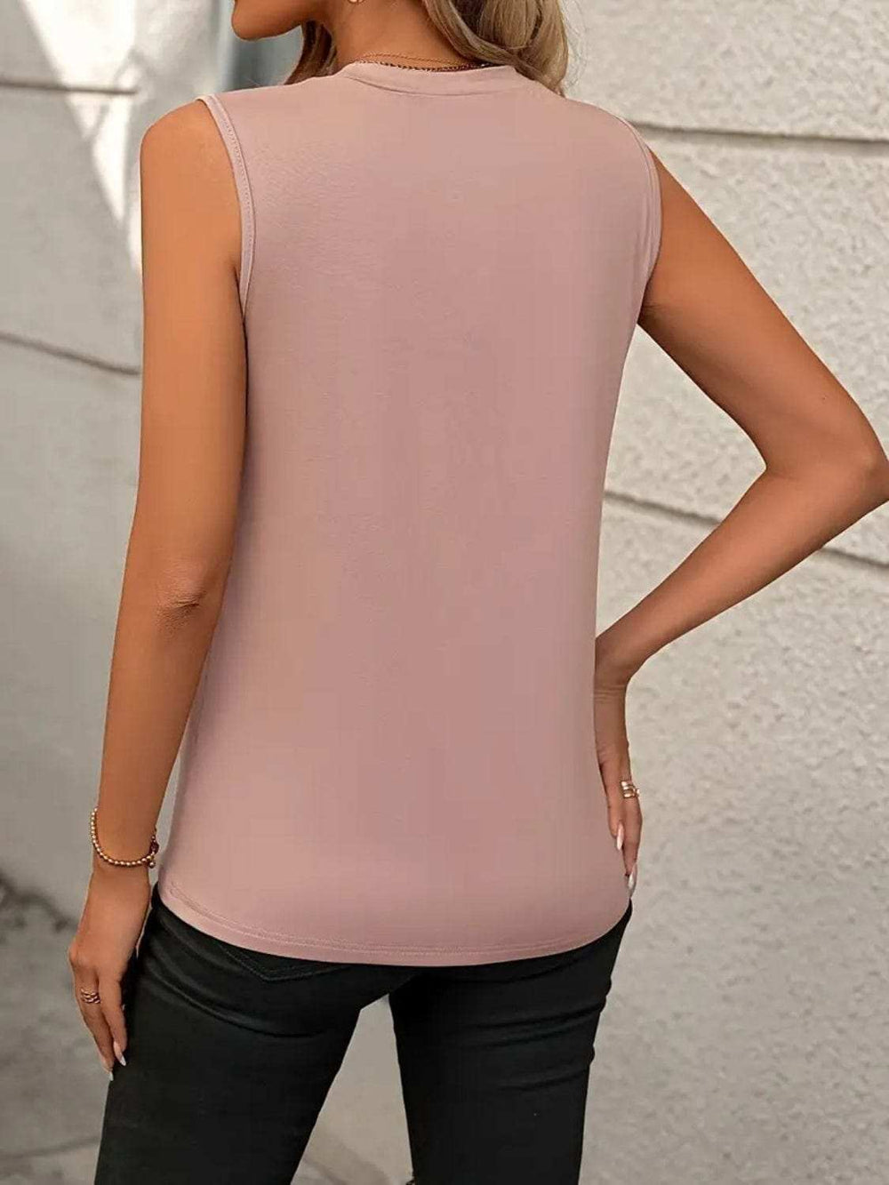 Round Neck Sleeveless Tank - Trendsi - Flyclothing LLC