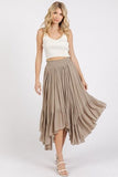 Mittoshop Handkerchief Hem Elastic Waist Pocket Midi Skirt - Trendsi