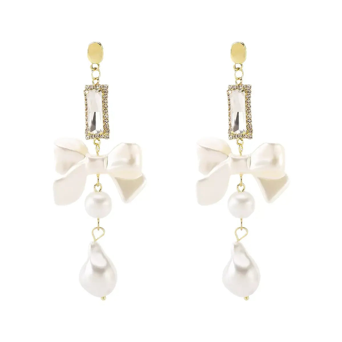Bowknot Pearl Drop Earrings - Trendsi - Flyclothing LLC