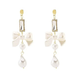Bowknot Pearl Drop Earrings - Trendsi - Flyclothing LLC