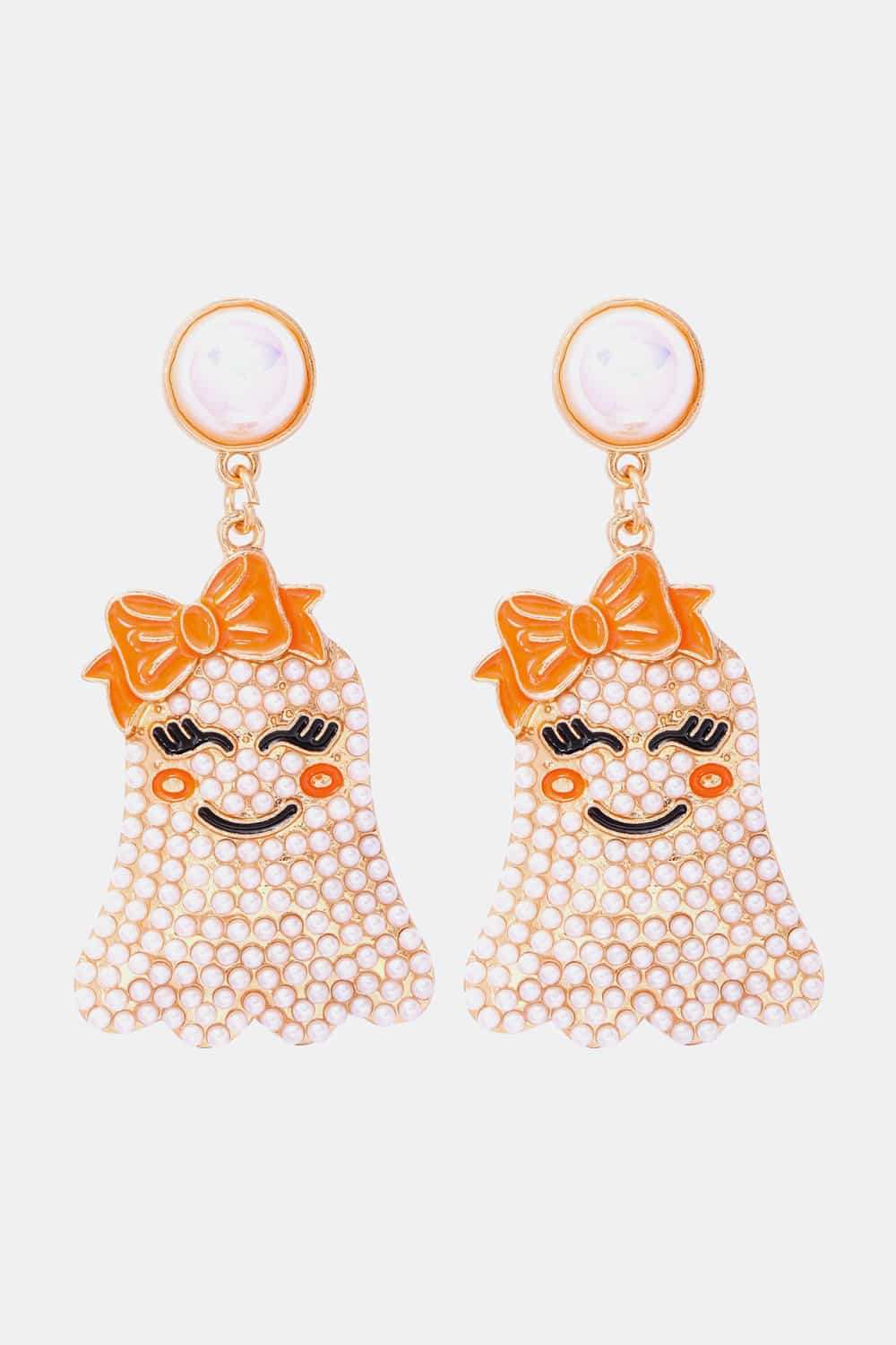 Smiling Ghost Shape Synthetic Pearl Earrings - Trendsi - Flyclothing LLC