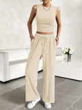 Mock Neck Sleeveless Top and Drawstring Pants Set - Trendsi - Flyclothing LLC