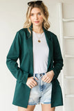 First Love Full Size Open Front Long Sleeve Blazer with Pockets - Trendsi