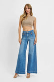 RISEN Full Size Mid Rise Wide Front Patch Pocket Jeans Plus Size - Trendsi - Flyclothing LLC
