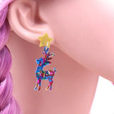 Acrylic Christmas Reindeer Dangle Earrings - Trendsi - Flyclothing LLC