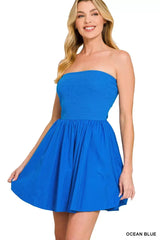 Zenana Combined Knit Tube Top Flare Mini Dress - Trendsi - Flyclothing LLC