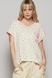 POL Floral V-Neck Short Sleeve T-Shirt - Trendsi