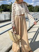 Crochet Long Sleeve Knit Cover Up - Trendsi - Flyclothing LLC