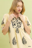 Umgee Paisley Mandala Print Babydoll Dress - Trendsi - Flyclothing LLC