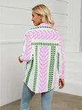Geometric Collared Neck Long Sleeve Shirt - Trendsi - Flyclothing LLC