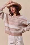 SO ME Variegated Stripe Textured Loose Fit Sweater - Trendsi - Flyclothing LLC
