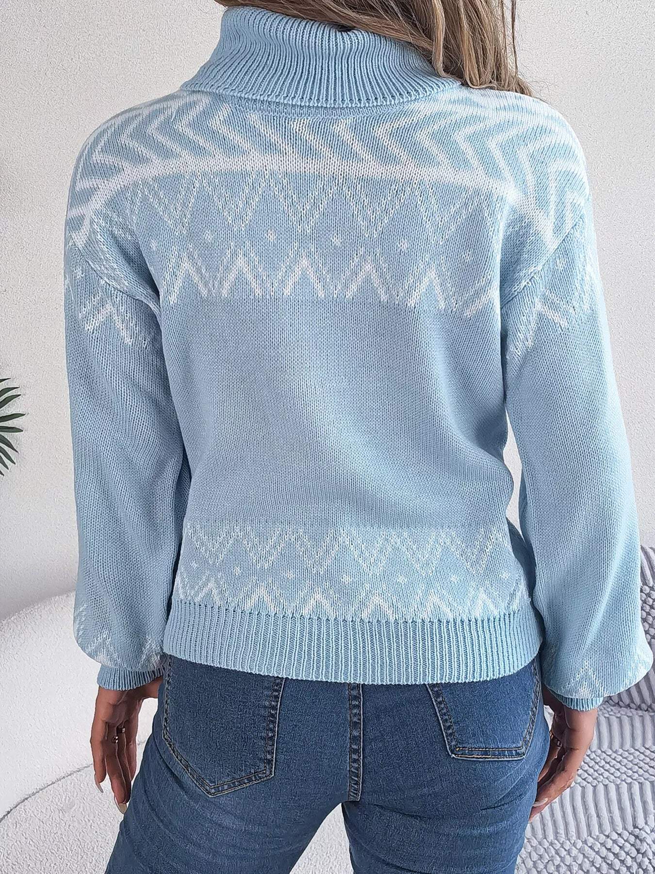 Turtleneck Dropped Shoulder Sweater - Trendsi - Flyclothing LLC