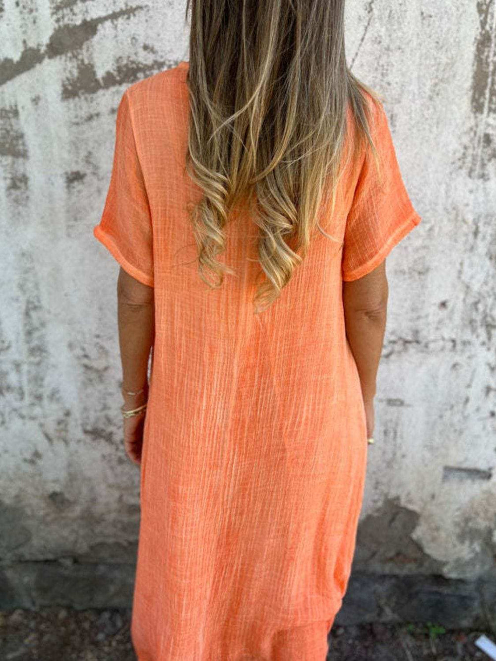 Full Size V-Neck Short Sleeve Midi Dress Plus Size - Trendsi - Flyclothing LLC