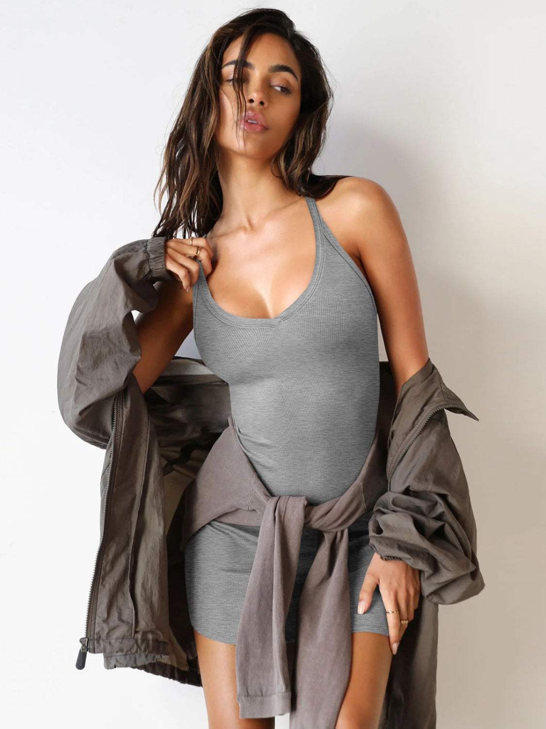 Scoop Neck Wide Strap Mini Dress - Trendsi - Flyclothing LLC