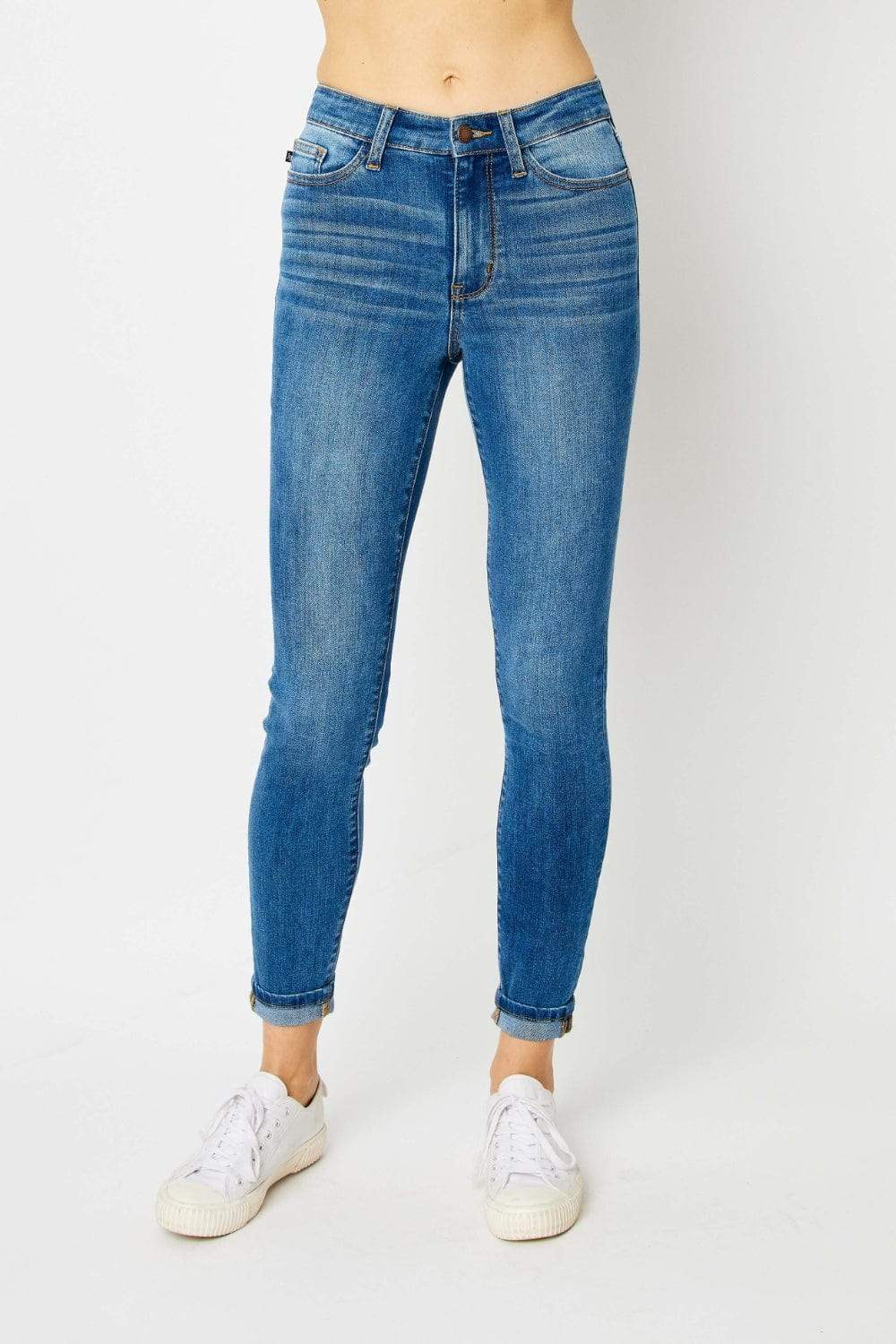Judy Blue Full Size Cuffed Hem Skinny Jeans - Trendsi - Flyclothing LLC
