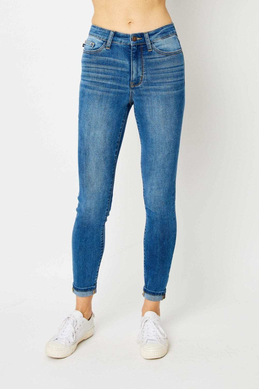 Judy Blue Full Size Cuffed Hem Skinny Jeans - Trendsi - Flyclothing LLC