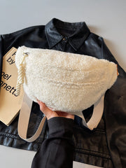 Sherpa Crossbody Bag with Adjustable Strap - Trendsi