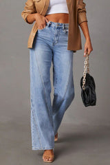 High Waist Straight Jeans with Pockets - Trendsi