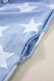Raw Hem Star Short Sleeve Denim Dress - Trendsi - Flyclothing LLC