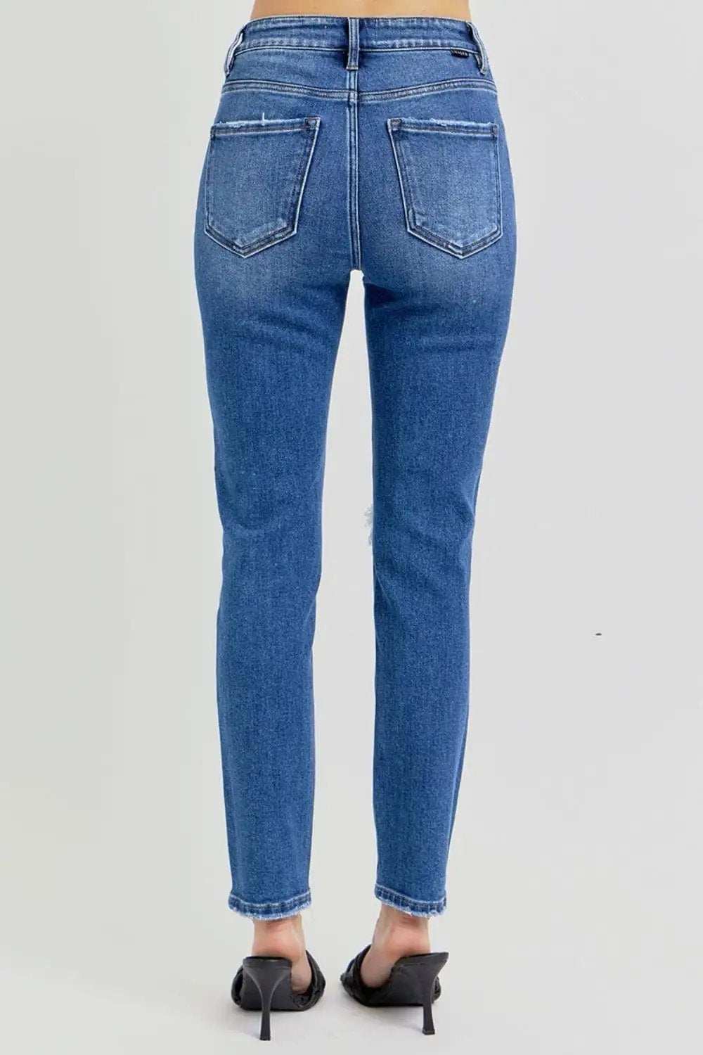 RISEN Full Size High Rise Ankle Skinny Knee Distressed Jeans - Trendsi - Flyclothing LLC
