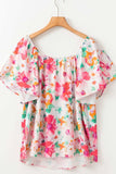 Floral Square Neck Ruffle Sleeve Blouse - Trendsi - Flyclothing LLC
