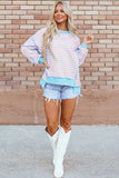 High-Low Striped Long Sleeve Sweatshirt - Trendsi - Flyclothing LLC