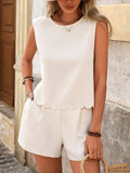 Sleeveless Bow-Tie Back Tank and Shorts Set - Trendsi - Flyclothing LLC