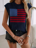 Devine US Flag Round Neck Sweater Vest - Trendsi - Flyclothing LLC