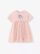 Children's Short Sleeve Tulle Layered Dress - Trendsi - Flyclothing LLC