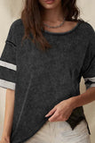 Contrast Round Neck Half Sleeve T-Shirt - Trendsi