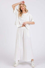 Ces Femme Half Button Half Sleeve Top and Pants Set - Trendsi - Flyclothing LLC