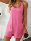 Mandy Scoop Neck Spaghetti Strap Romper with Pockets - Trendsi